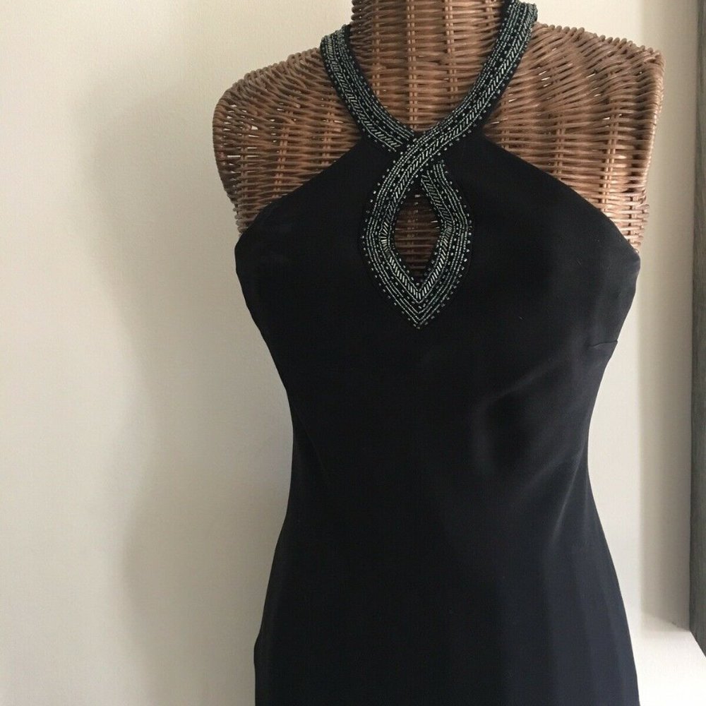 Lauren Ralph Lauren Black Maxi Dress with Silver Accents